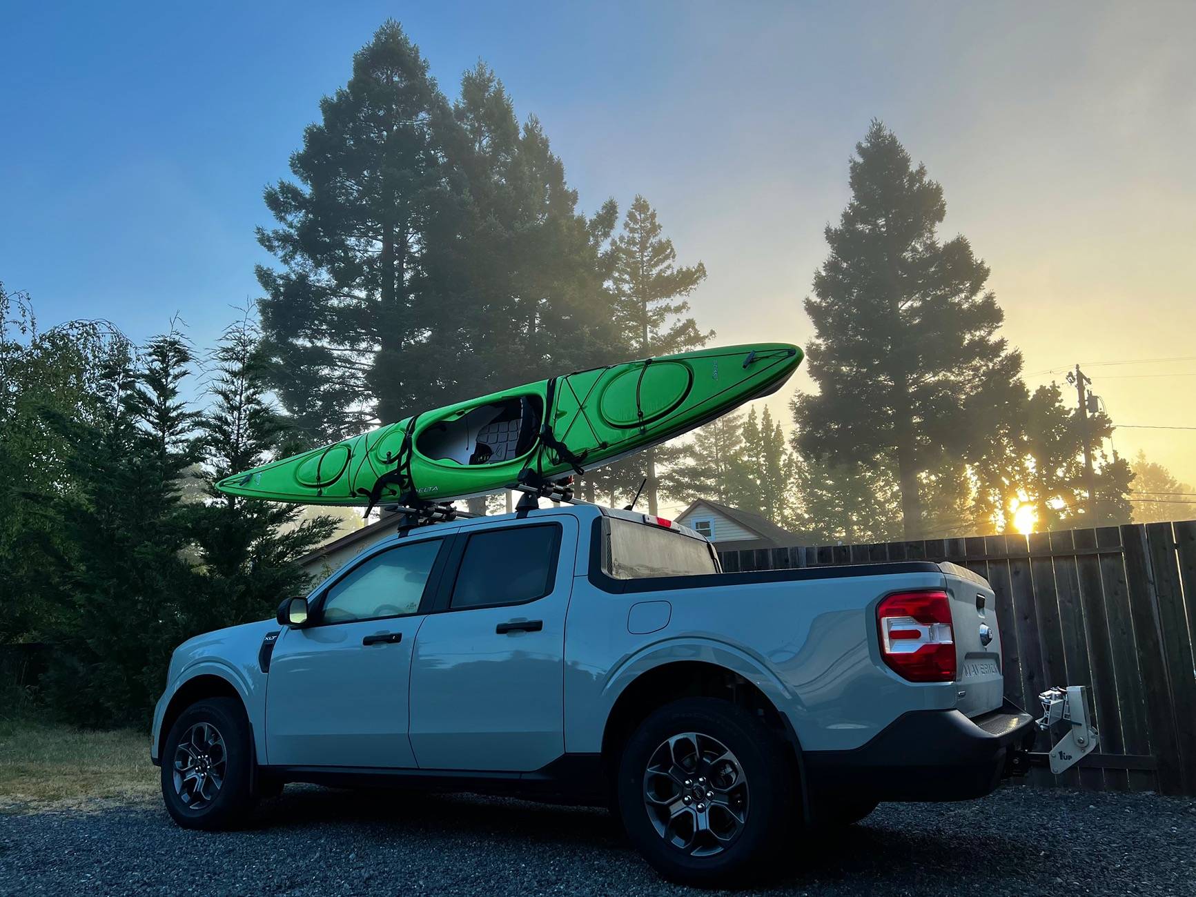 Ford Maverick Yakima JetStream + Baseline racks & 1Up Super Duty single hitch rack installed IMG_3689