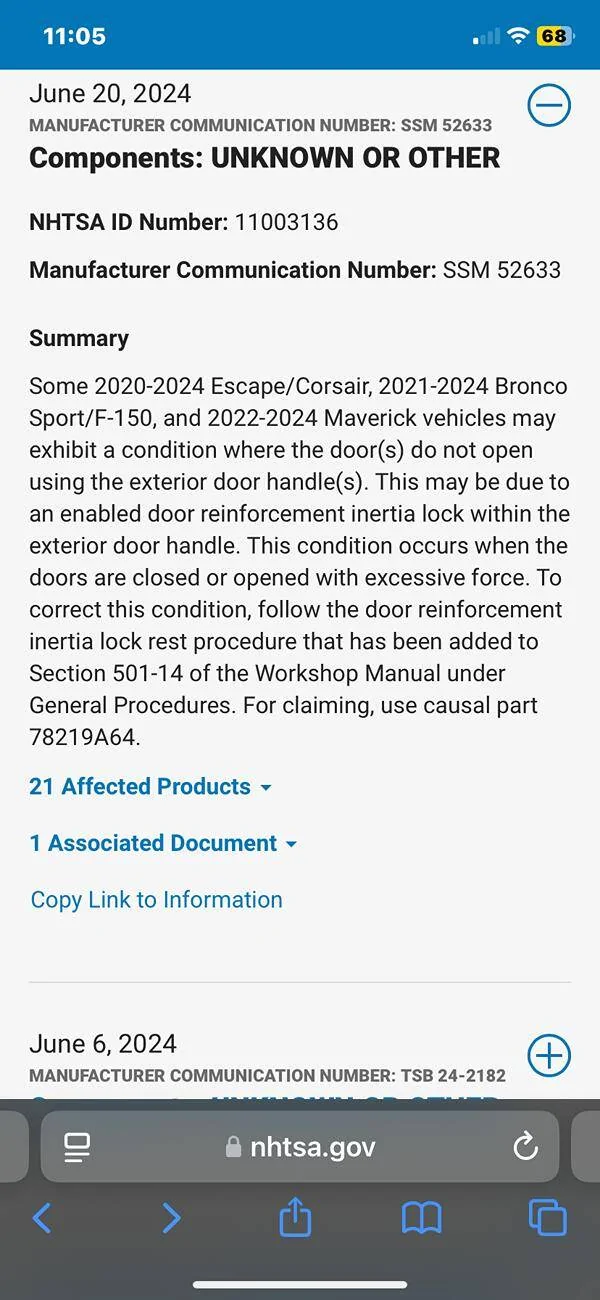 Ford Maverick Driver's door locks automatically on exiting IMG_0052