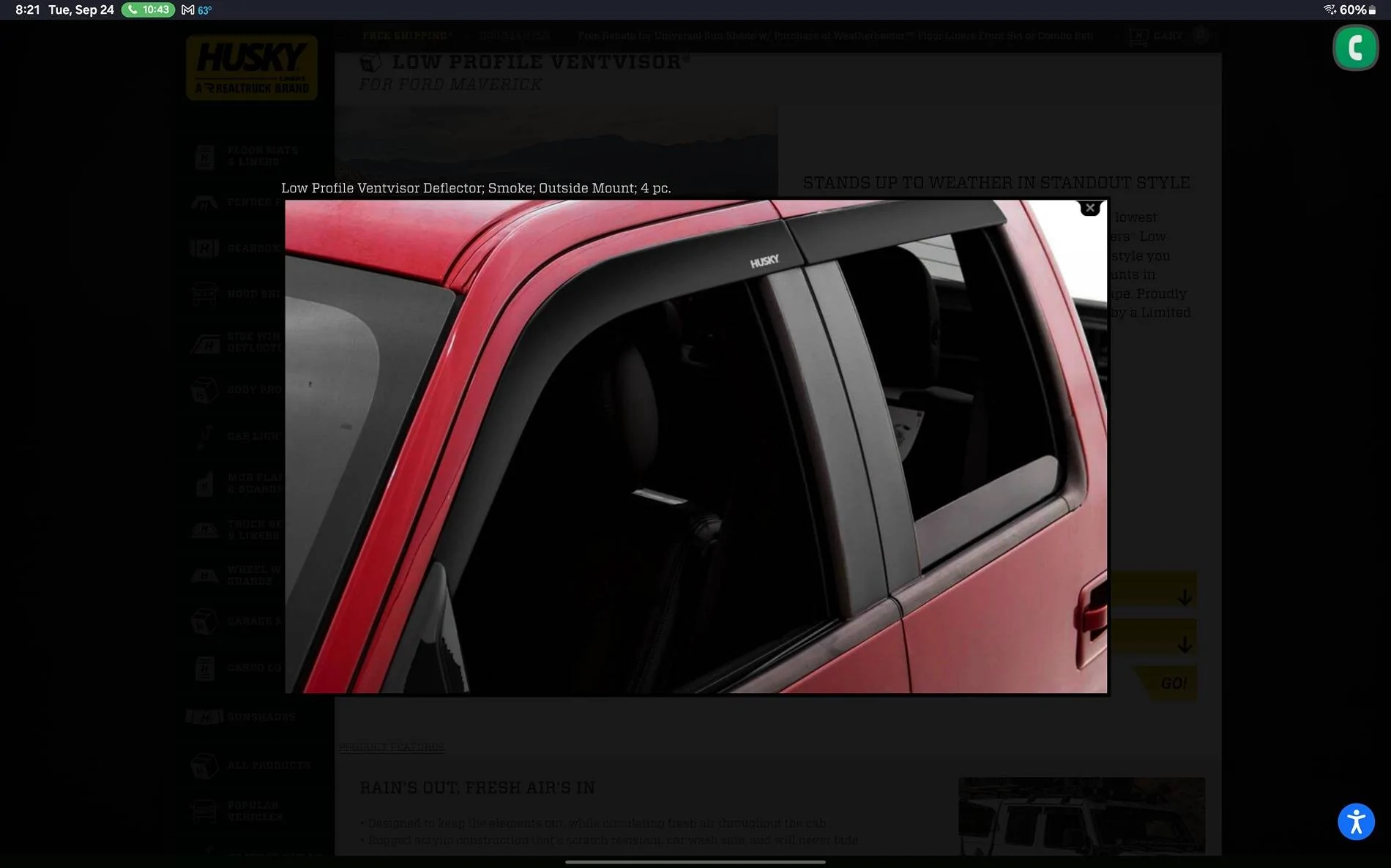 Ford Maverick ford vent visors too short Screenshot_20240924_202157_Chrom