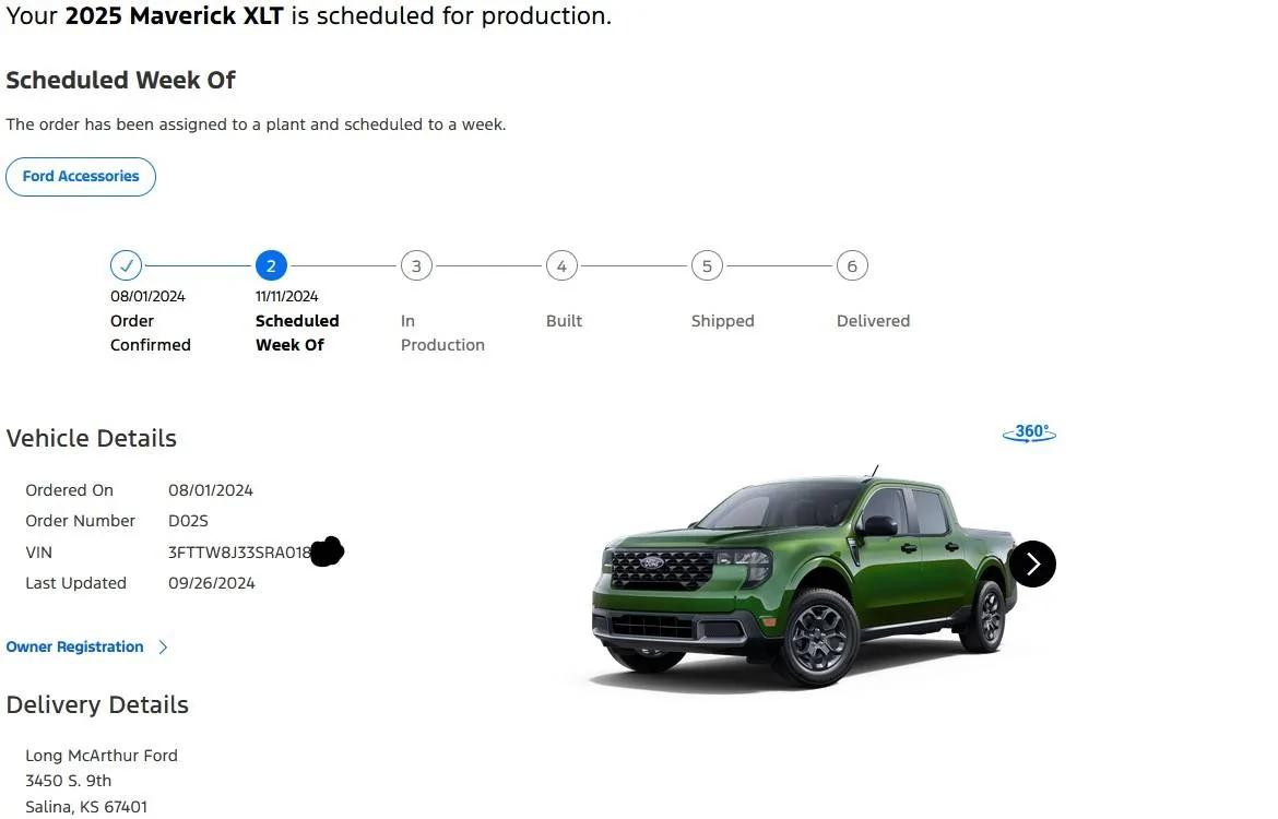 Ford Maverick 9/26/24 Scheduling Email Received Group [POST HERE IF YOU GOT SCHEDULED!] 2025-Mav-ScheduledToWeek