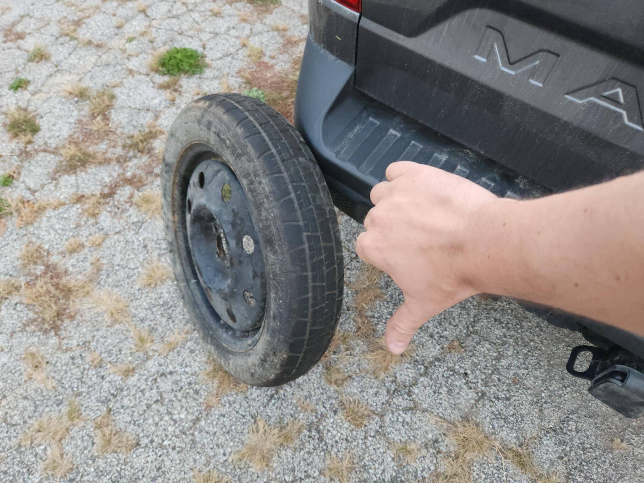 Ford Maverick Fit a FULL SIZE SPARE TIRE under the Maverick to replace the pathetic factory bicycle wheel spare! 1727912255899-6k