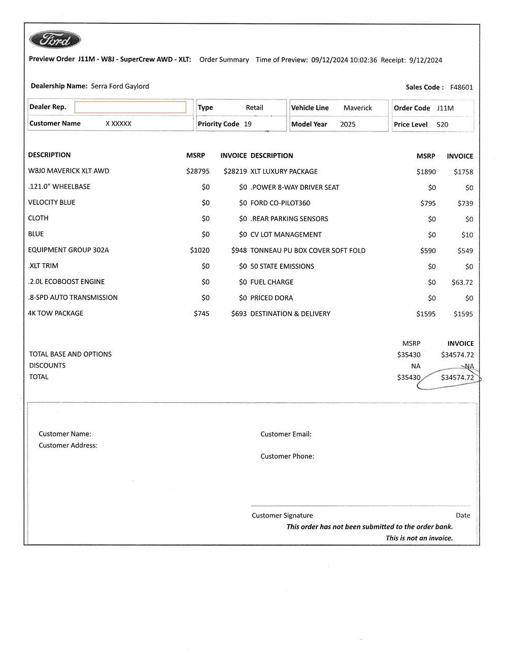 Ford Maverick X-Plan questions FordMaverickORDER12Sep24