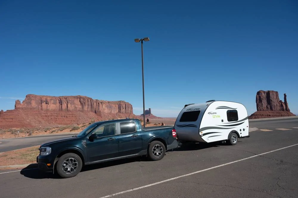 Ford Maverick Cross Country Hybrid Towing Experience (1100 lbs trailer) Blueberry_Sparky