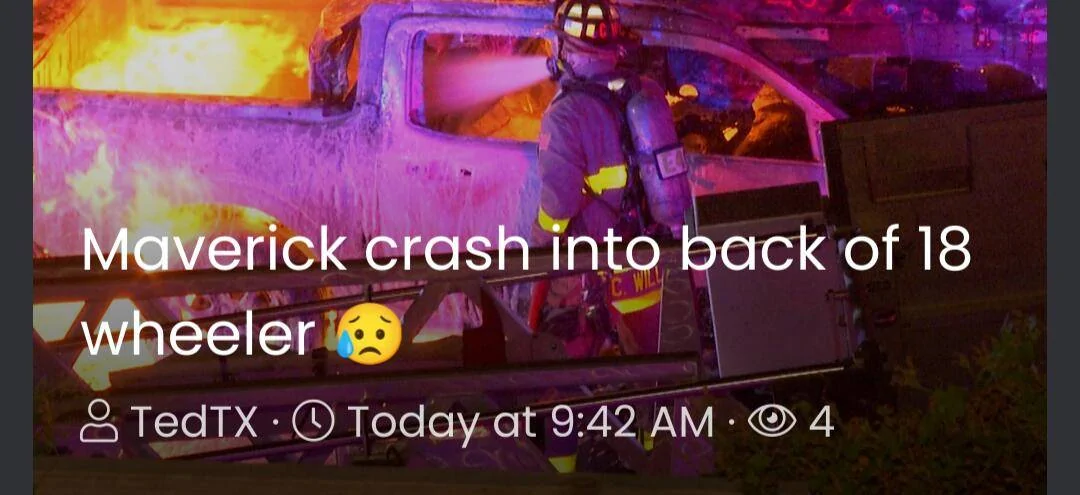 Ford Maverick Maverick crash into back of 18 wheeler 😥 1000001527