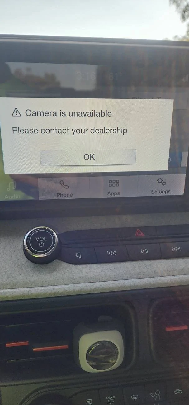 Ford Maverick "Camera is unavailable" error message 20241011_151624