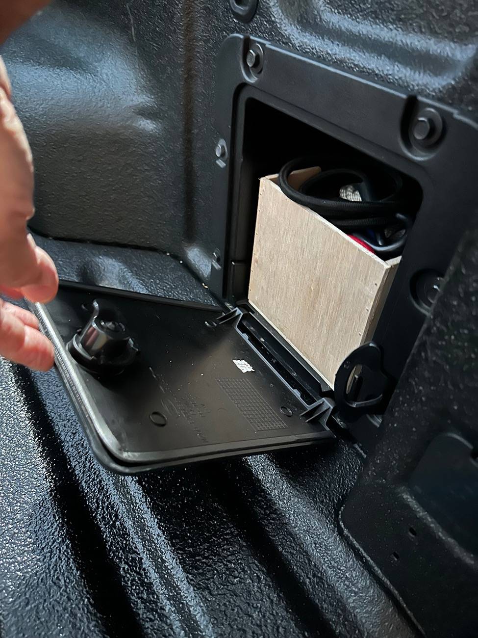 Ford Maverick Bed cubby storage hack IMG_1005
