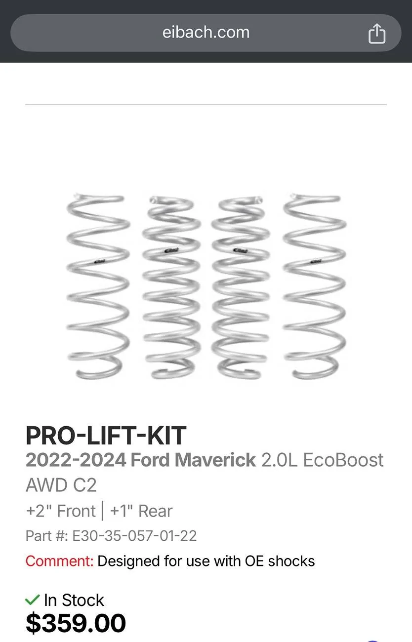 Ford Maverick NEW Eibach PRO-LIFT-KIT springs, AWD, including camber bolts - San Diego -$150 OBO IMG_0536