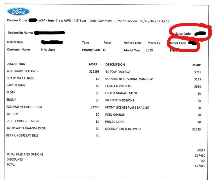 Ford Maverick 9/26/24 Scheduling Email Received Group [POST HERE IF YOU GOT SCHEDULED!] OrderSheetExampl