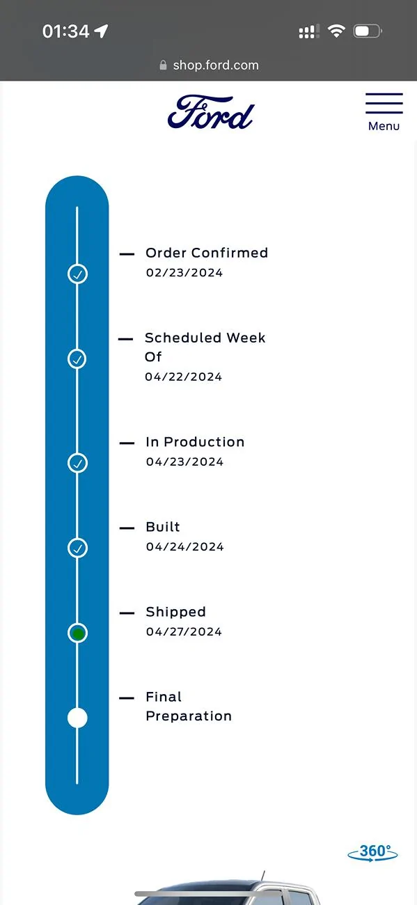 Ford Maverick 2024 Ford Maverick XLT 4x4 4k Tow Order/Delivery Timeline IMG_5961