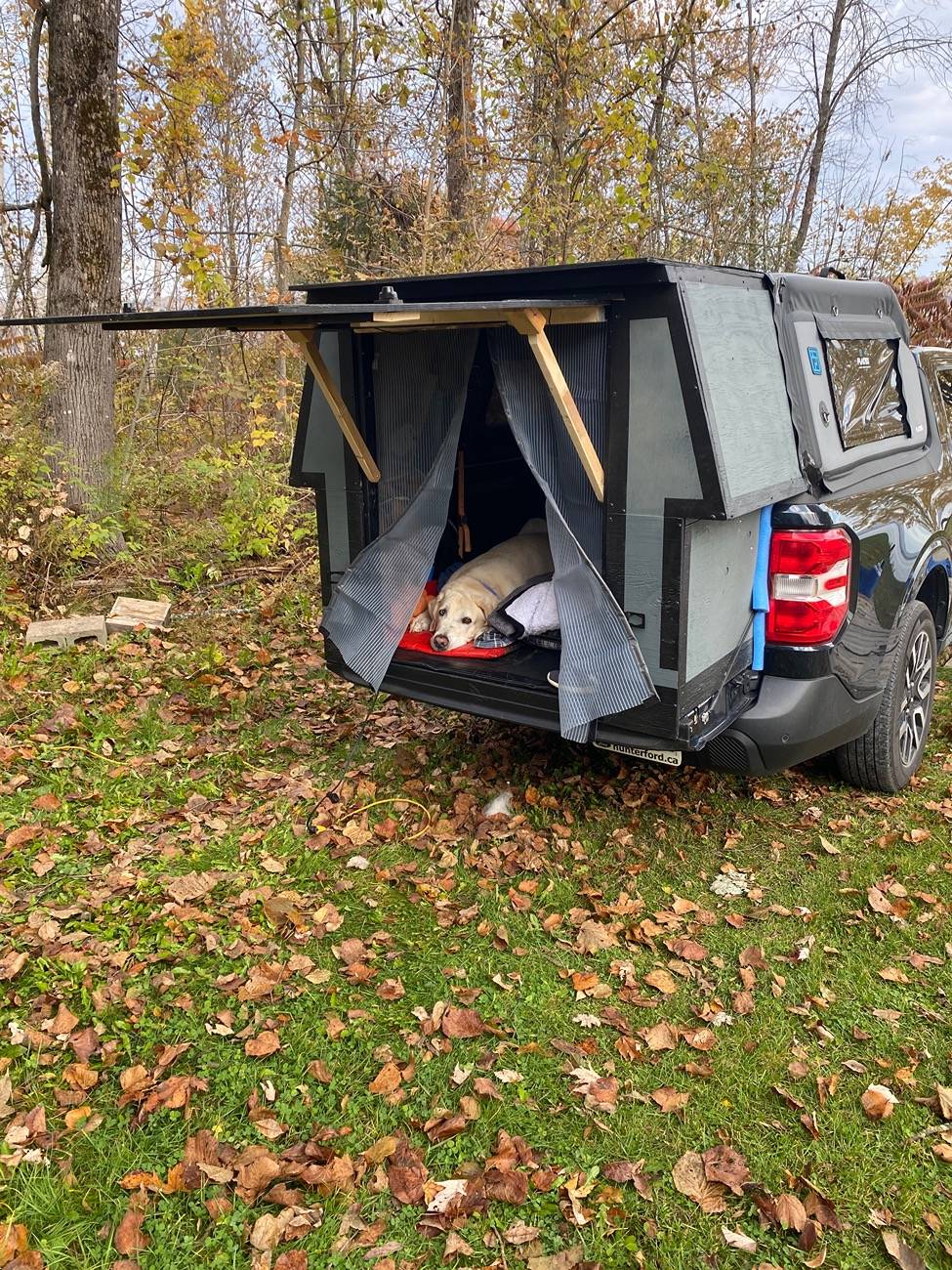 Ford Maverick DIY Maverick bed extender with bed cap for winter ski camping & sleeping.  I use it with a diesel heater in the  -25 celsius  winter. IMG_9562
