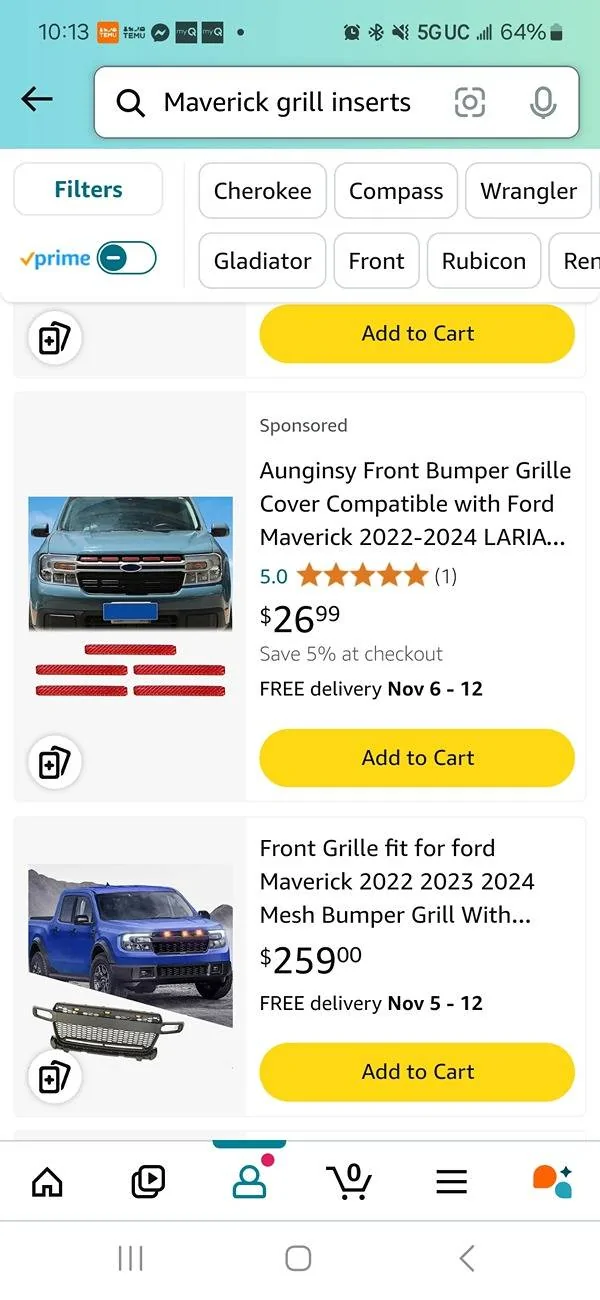 Ford Maverick Grill inserts painted to match Screenshot_20241025_221338_Amazon Shopping