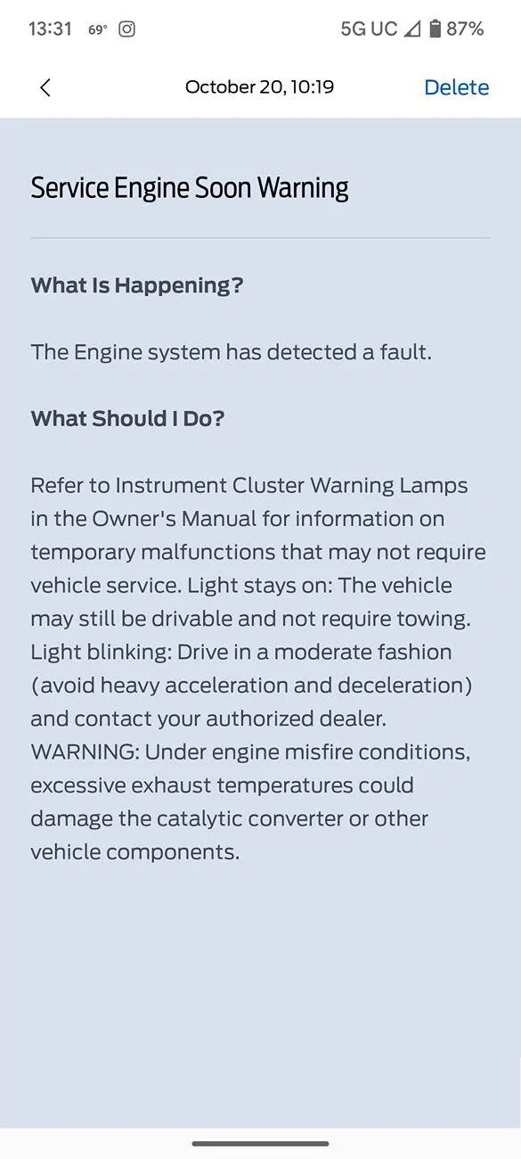 Ford Maverick Warnings turned into deadstick truck after a diagnosis Screenshot_20241030-133150