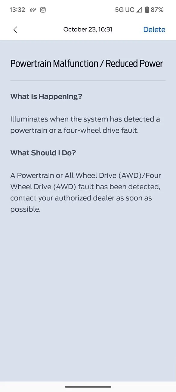 Ford Maverick Warnings turned into deadstick truck after a diagnosis Screenshot_20241030-133202