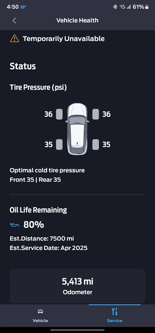 Ford Maverick Ford Pass Vehicle Health - Temporarily Unavailable Screenshot_20241030_165044_FordPass