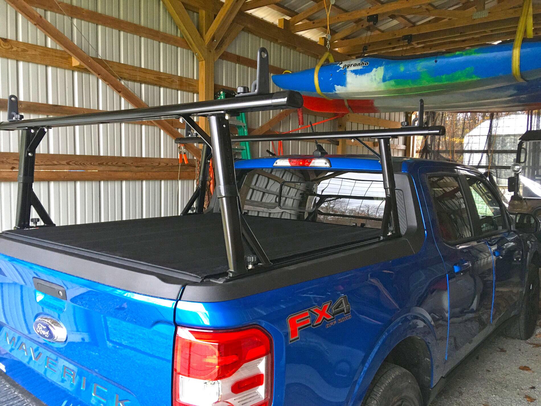 Ford Maverick Installed 4' 6" TruXedo Pro X15 Tonneau Cover & Angry Elephant Rack System Rail size 50" Angry Elephant Rack System 2022 Ford Maverick