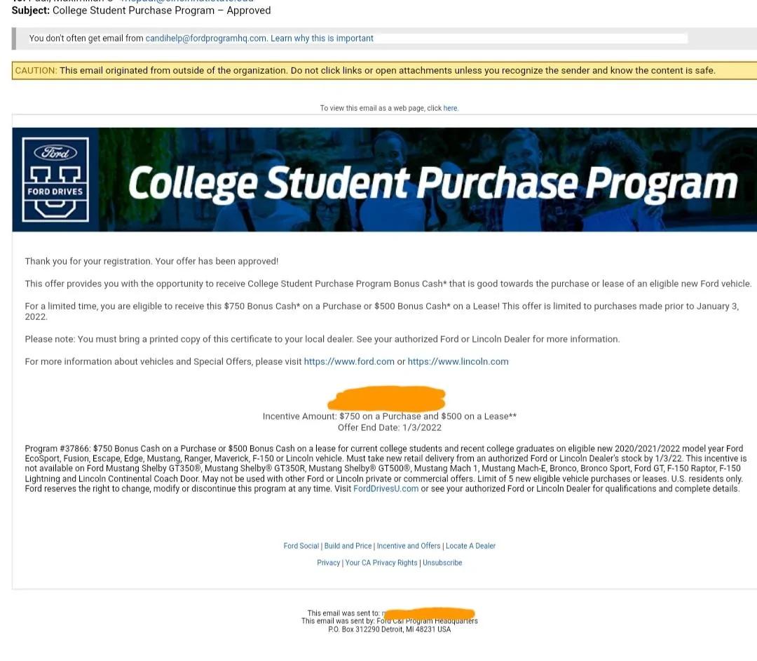 Ford Maverick College Discount Screenshot_20211122-221307_Gmail