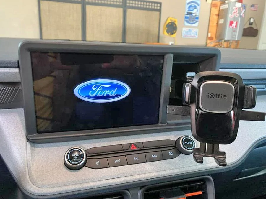 Ford Maverick Smartphone holder suction mount transforms Maverick dash cubby into functional space Maverick cubby hold phone mount 2
