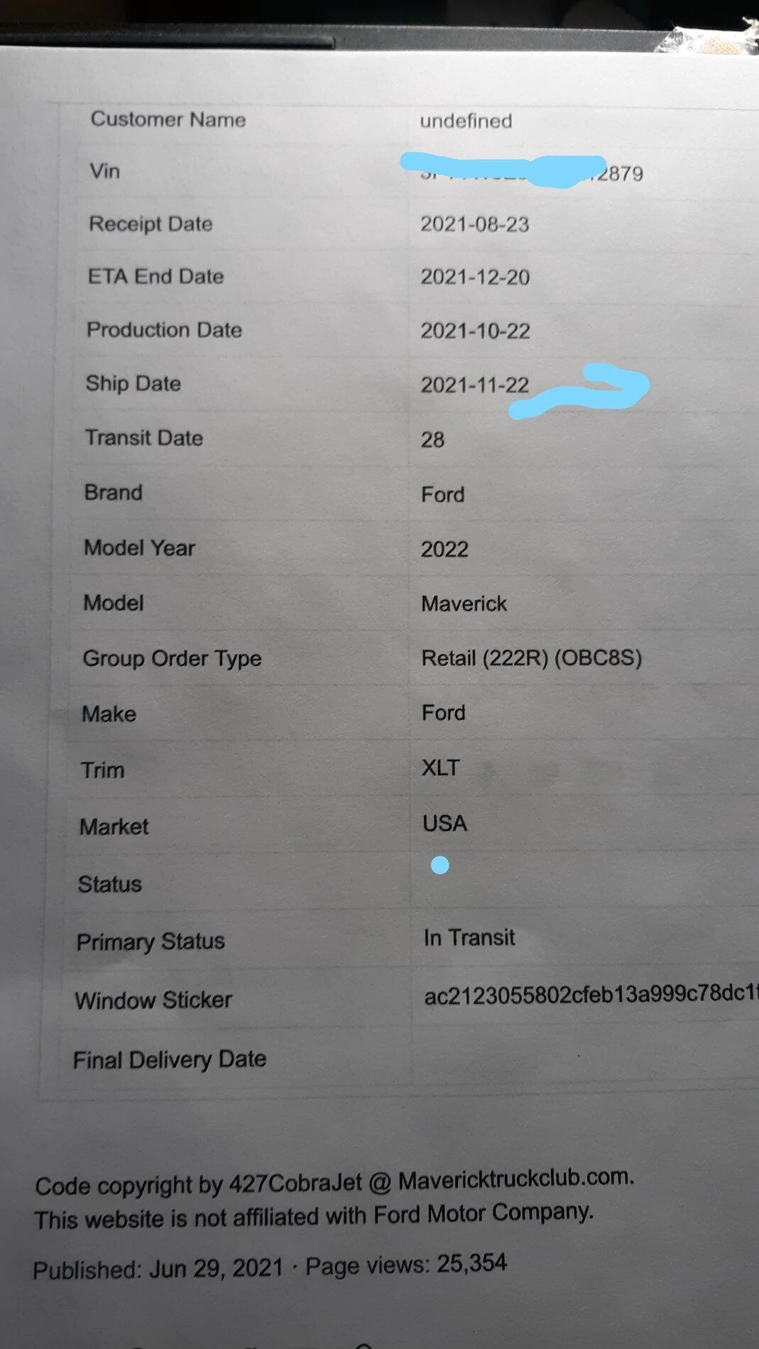 Ford Maverick 🧭 Maverick Build & Tracking Links FORD ACTION SHEET