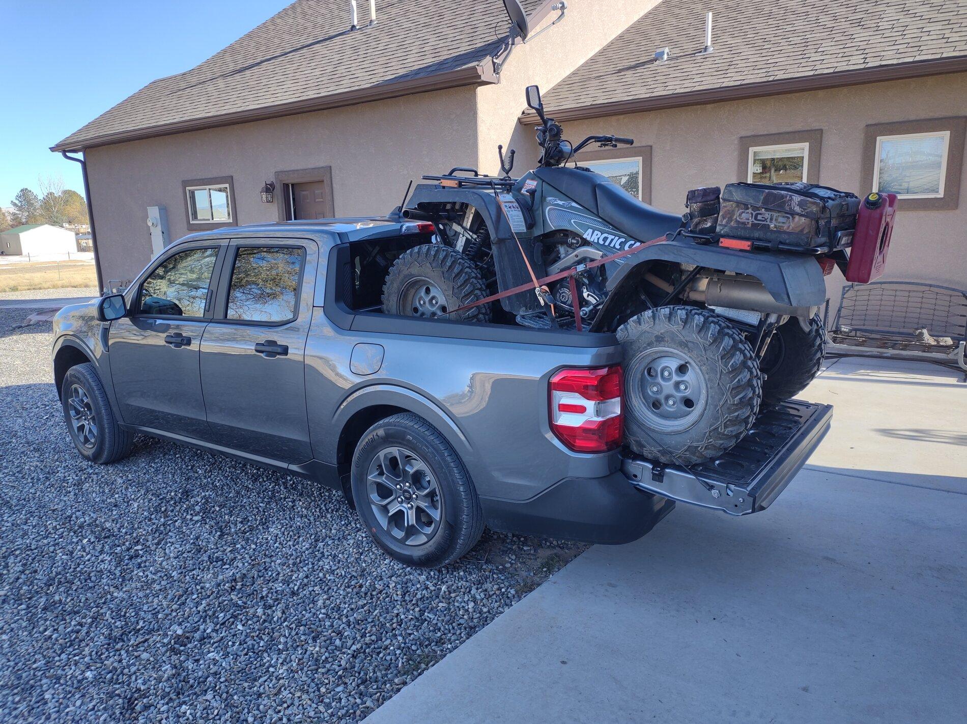 Ford Maverick Owner shows Maverick can carry 3 dirtbikes IMG_20211121_144233557_HDR