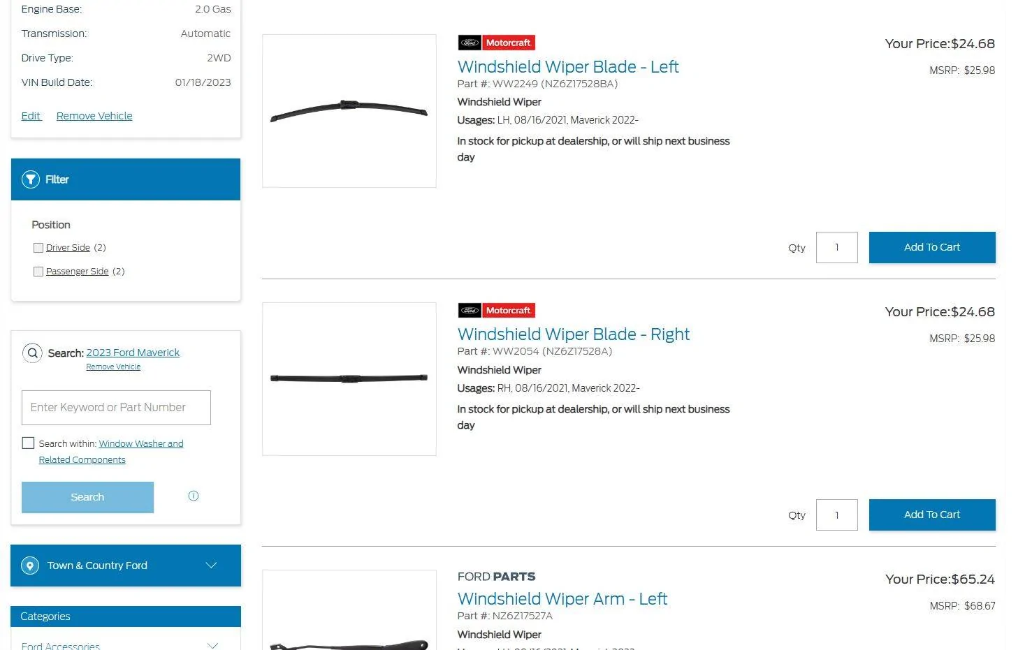 Ford Maverick OEM Wiper Blade Manufacturer? Captur