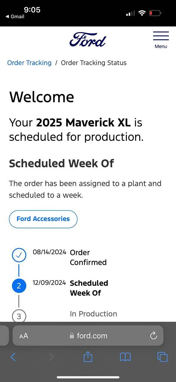 Ford Maverick Production estimate moved up 2 days earlier. IMG_4659