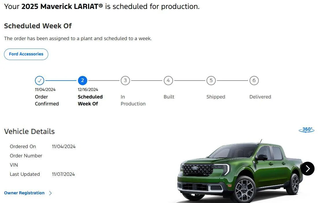 Ford Maverick 2025 Maverick Scheduling This Week (11/7/24) for Production Weeks 12/2 - 12/16 Screenshot 2024-11-07 152009