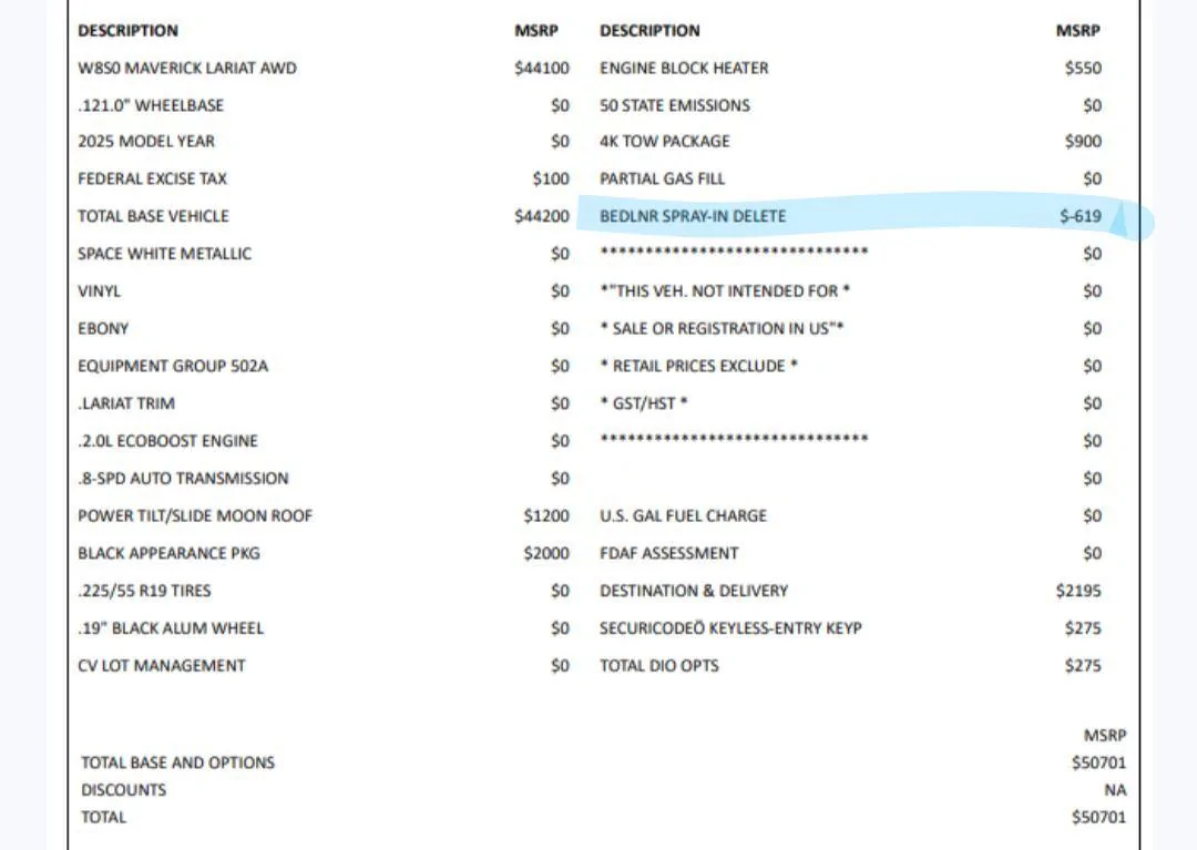 Ford Maverick 2025 Spray-In bedliner is a constraint? Screenshot_20241107-163930