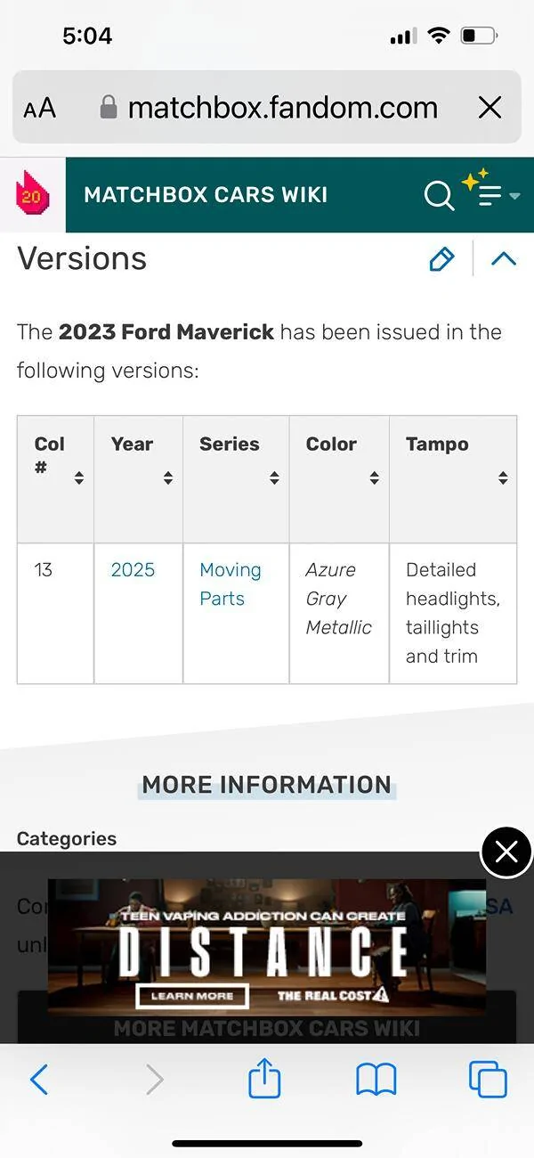 Ford Maverick Official Diecast '23 Ford Maverick (Matchbox Moving Parts) IMG_5984