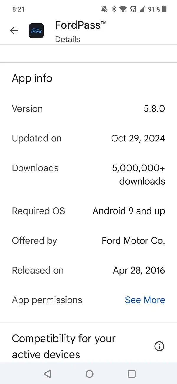 Ford Maverick Ford Pass Android App Update 14 November to v5.8.0 1000075347