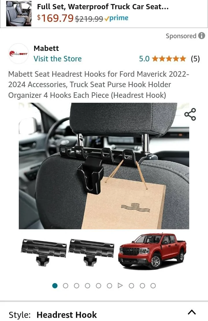 Ford Maverick Mabett Headrest Holder 20241118_170049
