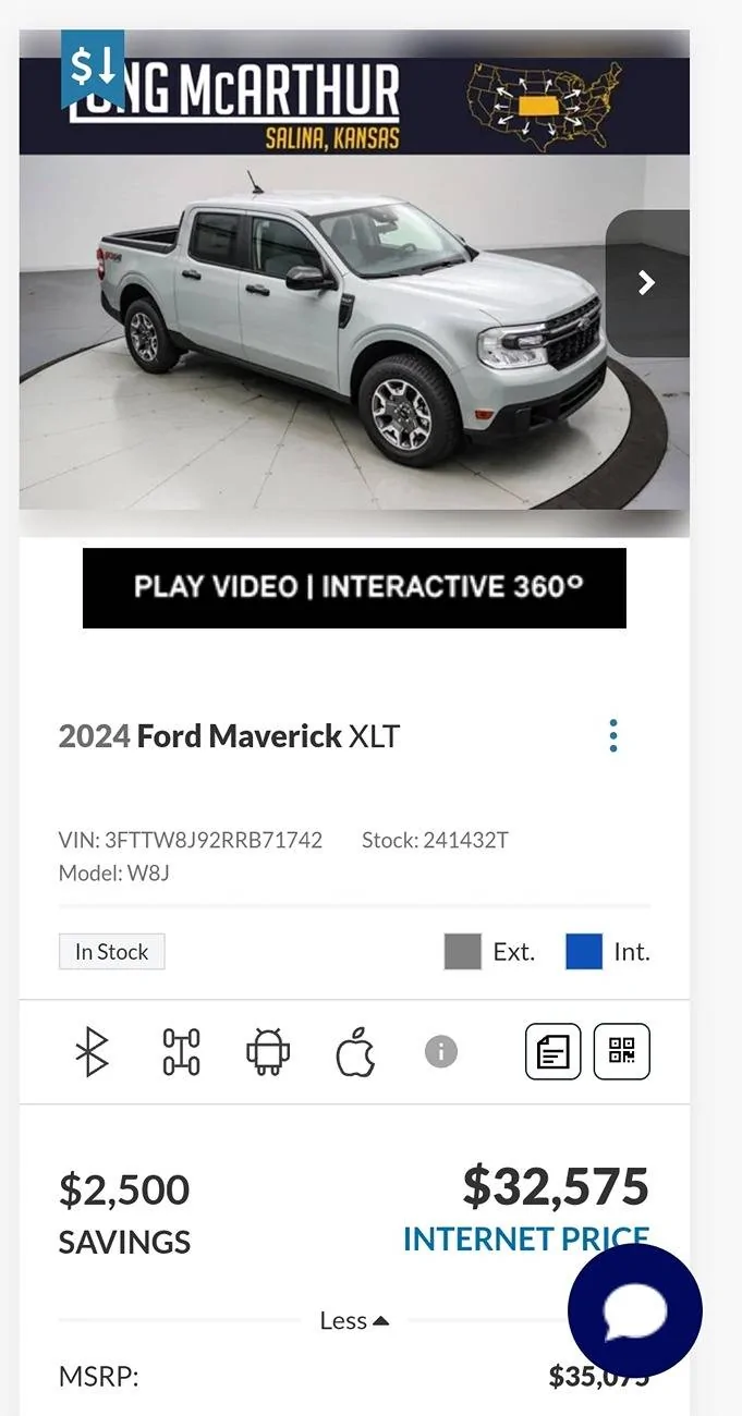 Ford Maverick $2300 off MSRP on 2024 Ford Mavericks at Long McArthur 1000017347
