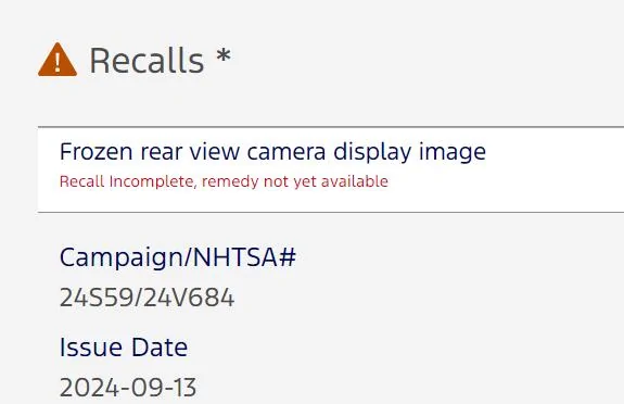 Ford Maverick Camera recall. 1732657458140-3z