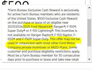 Ford Maverick X plan along with farm bureau discount 1733325023695-77