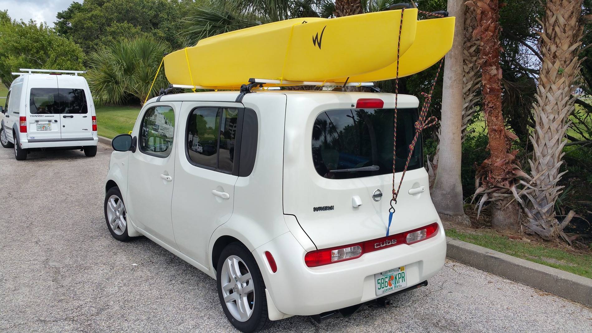 Ford Maverick Looking to tie down ladder to front of vehicle Cube with Kayak2