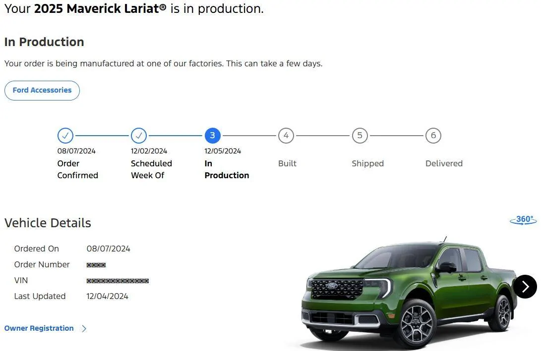 Ford Maverick How long does it take to take delivery once "In Production"? 1733436694599-bk
