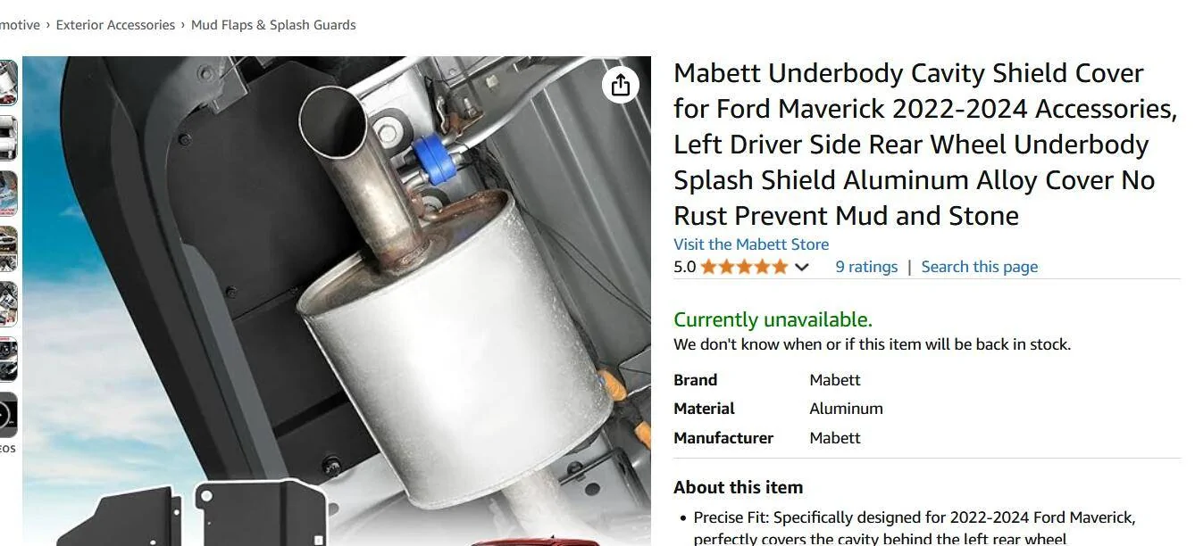 Ford Maverick Mabett Underbody Cavity Shield arrived 1733501283370-df