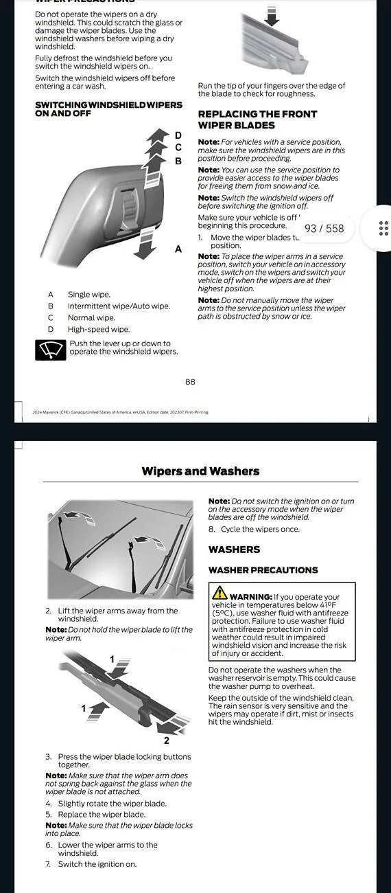 Ford Maverick Can't raise windshield wipers? Screenshot_20241208-121117
