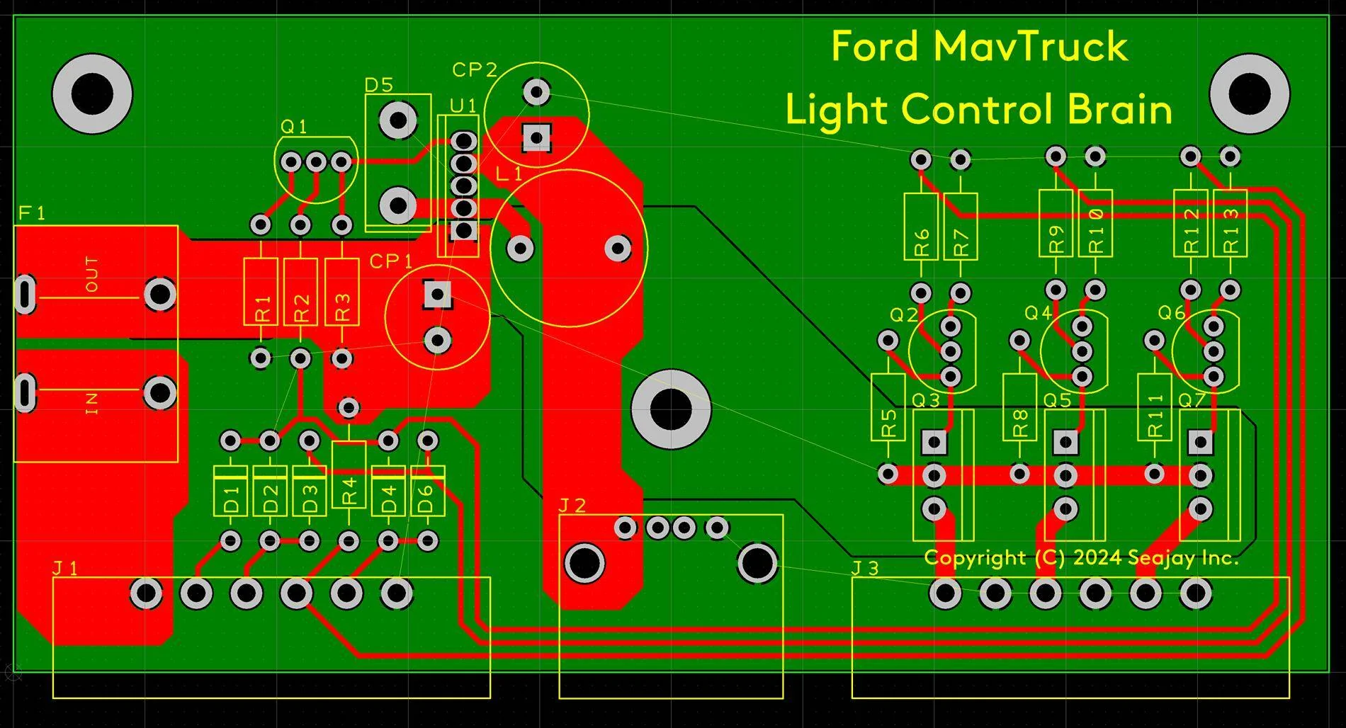 Ford Maverick Interior Ambient / Mood Lighting and Puddle Lights PCB To