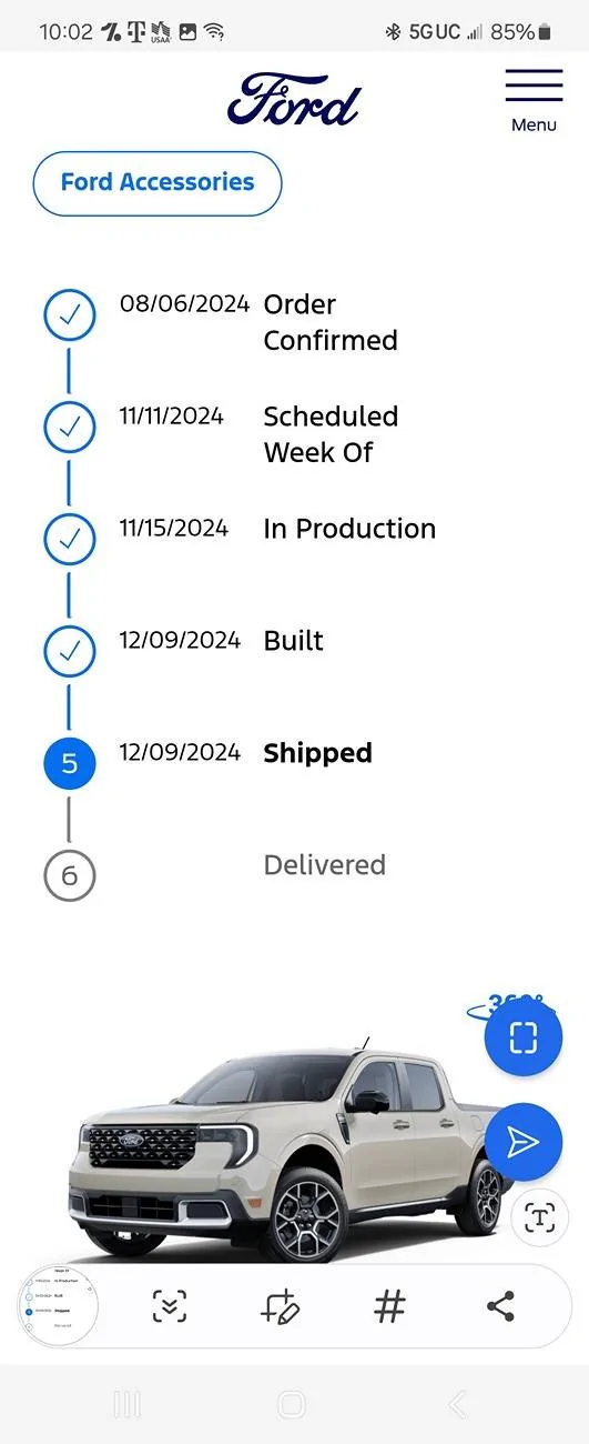 Ford Maverick Is anyone's 2025 Maverick being indicated as "shipped" 1000003583