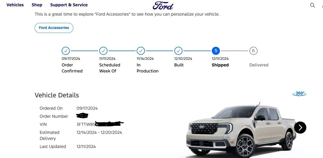 Ford Maverick 2025 Maverick Now Shipping! Received my Shipped update Screenshot 2024-12-12 072741