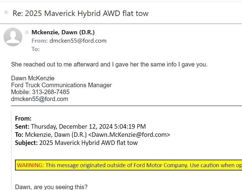 Ford Maverick 2025 Maverick Hybrid Models Can Be Flat Towed Screenshot 2024-12-12 162853