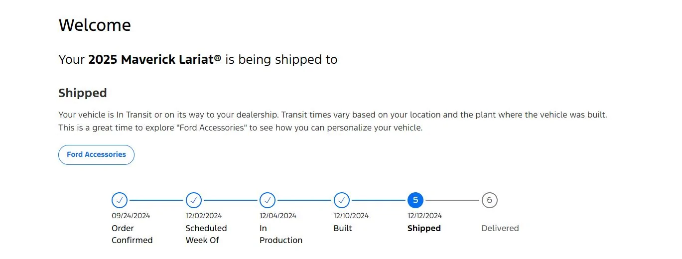 Ford Maverick 2025 Maverick Now Shipping! Received my Shipped update Screenshot 2024-12-13 062007