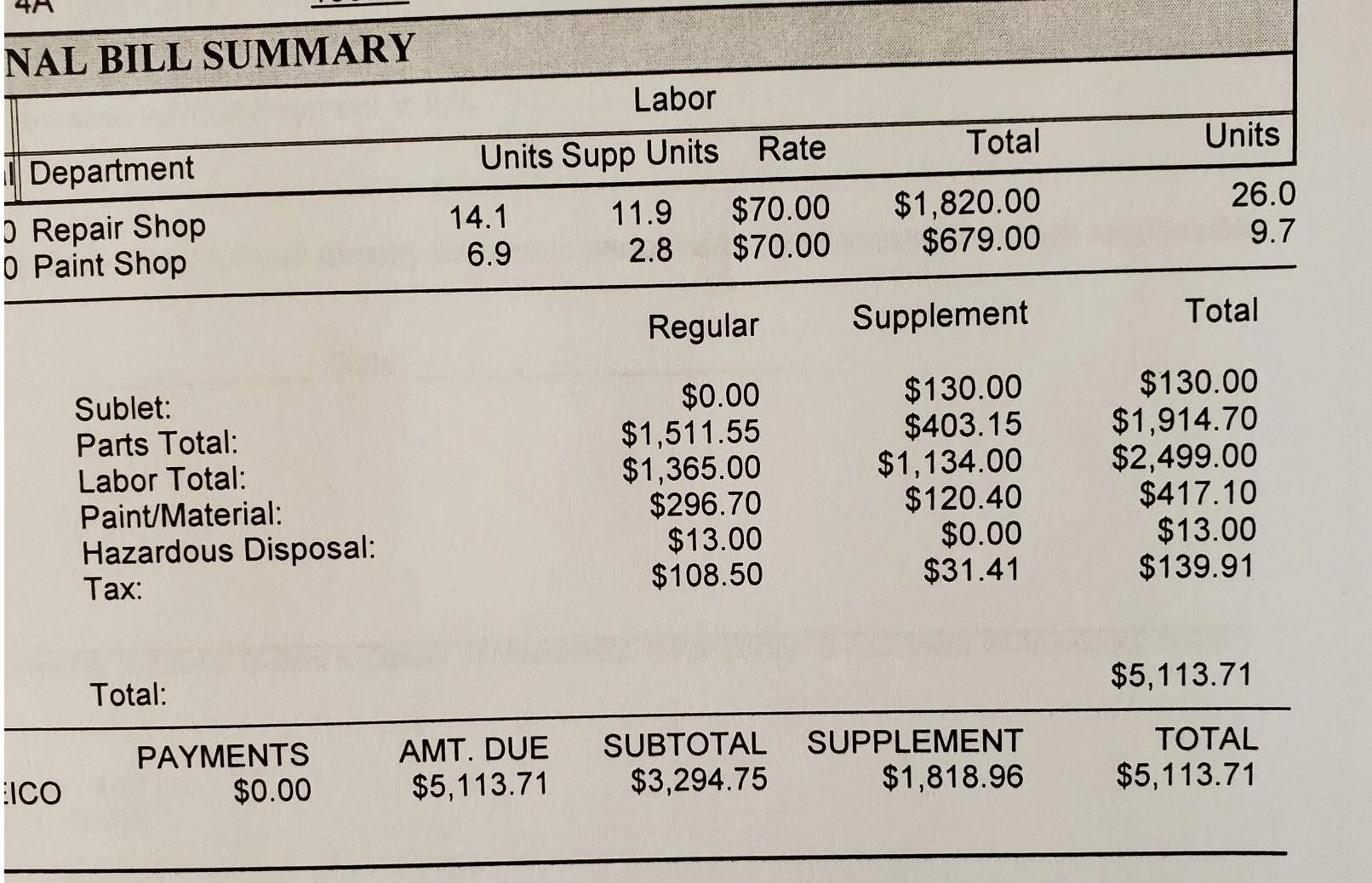 Ford Maverick How much to fix this damage to my 2024 Maverick? Repair Reciept 12-12-24