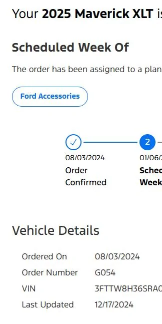 Ford Maverick 2025 Maverick Scheduling This Week (10/17/24) for Production Weeks 12/9 - 12/16 1734462357115-zh