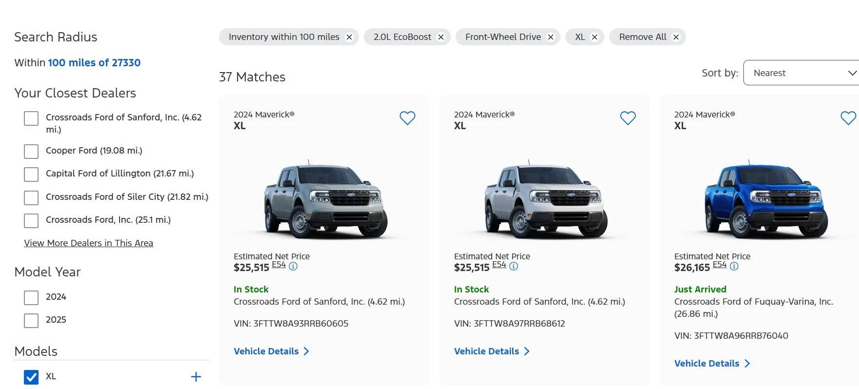 Ford Maverick Trying to order new xl Screenshot 2024-12-19 192455