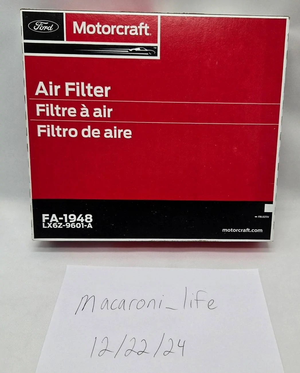 Ford Maverick FS: Motorcraft engine air filter | FA-1948 (for Hybrid) 20241221_215426