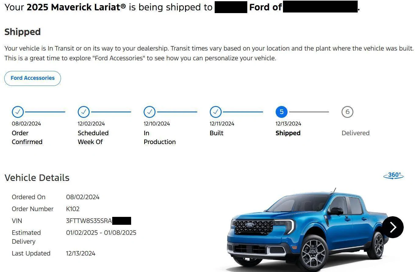 Ford Maverick 2025 Ford Maverick Lariat Order Journey/Log 1734944156312-v3