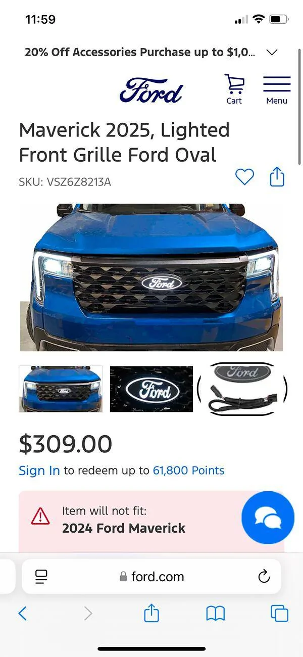 Ford Maverick Lighted Front Grille Ford Oval for 2025 Mavericks IMG_8838