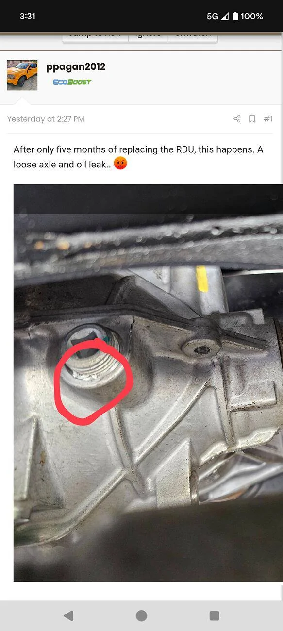 Ford Maverick RDU oil leak... Screenshot_20241224-153121