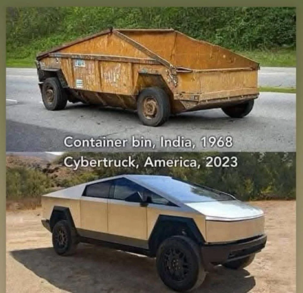 Ford Maverick Rivian R1T and Maverick Cybertruck and container bin